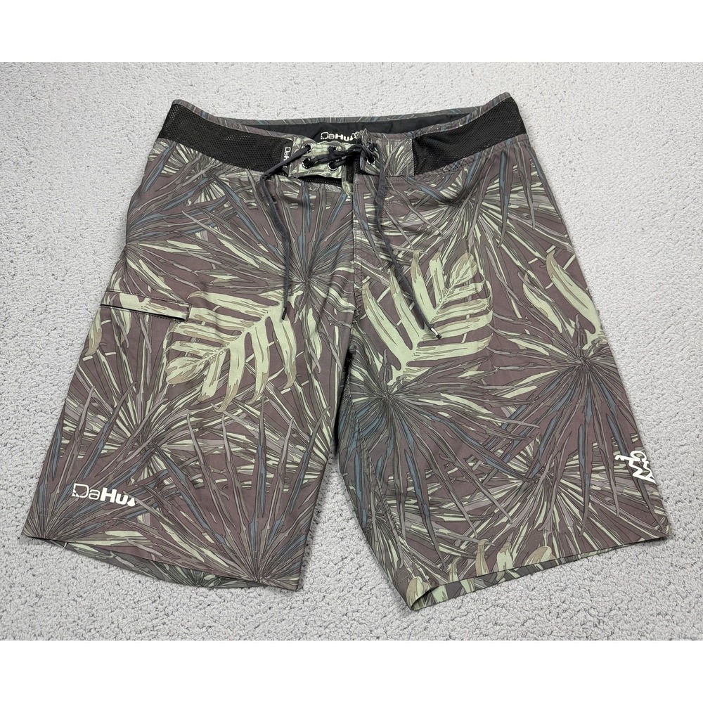 DaHui Board Shorts Mens 30 Multicolor Tropical Print Swim Trunks Surf Quick Dry